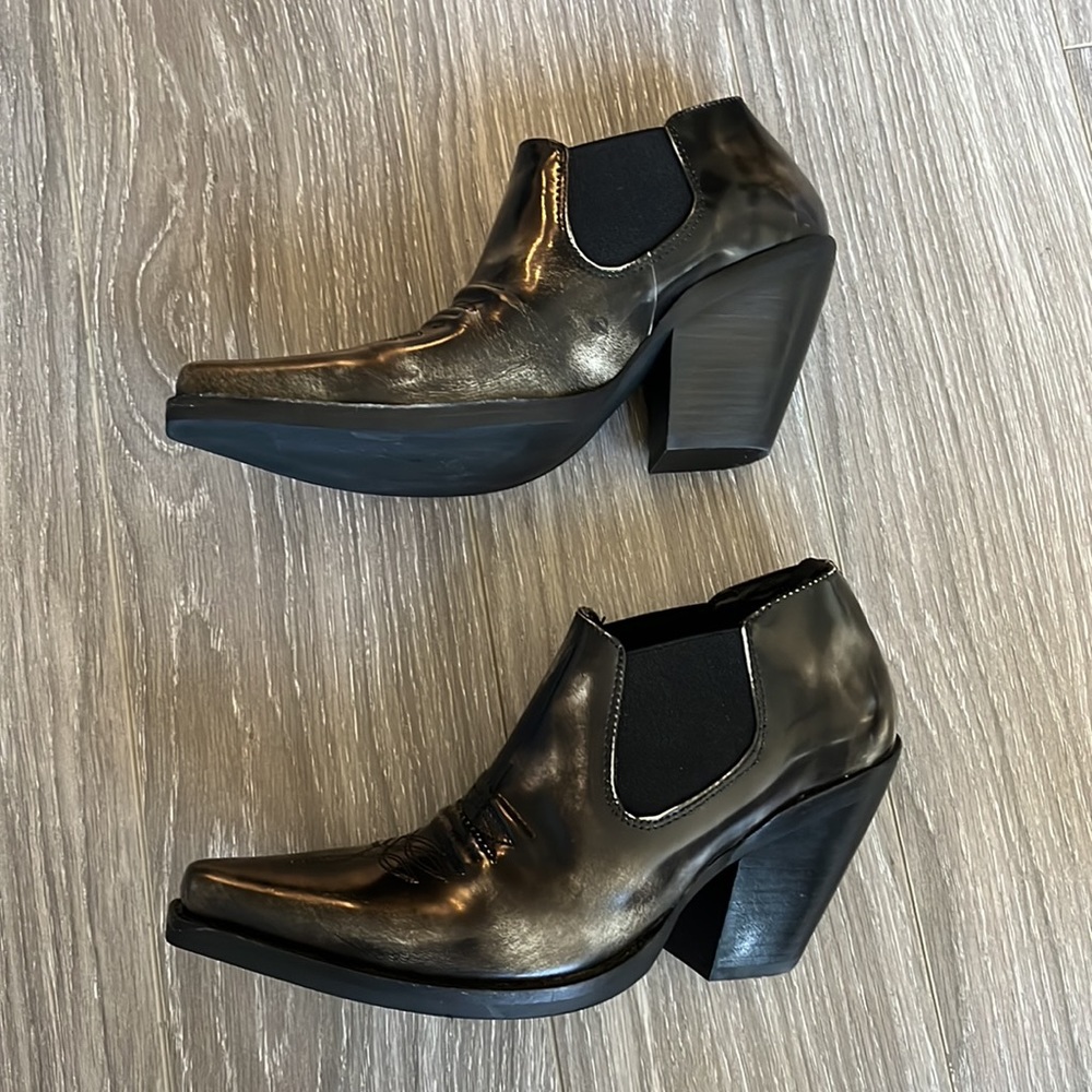 Jeffrey Campbell Oeste Black Leather Ankle Boots Booties - Picture 4 of 5